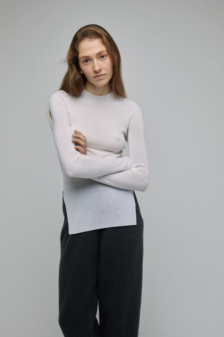 3D Knit Merino Side Split Top