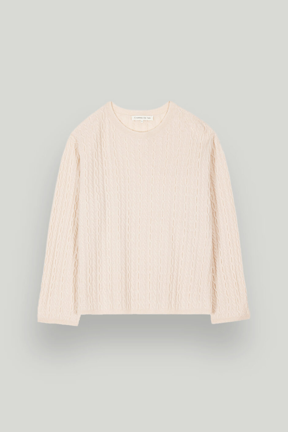 Cashmere Wool Blend Cable Knitted Jumper Sand Beige