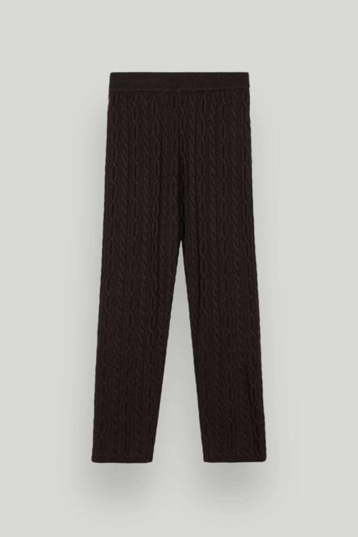 CHAMBRE DE FAN Pantalon Marron En Laine Mérinos Torsadé