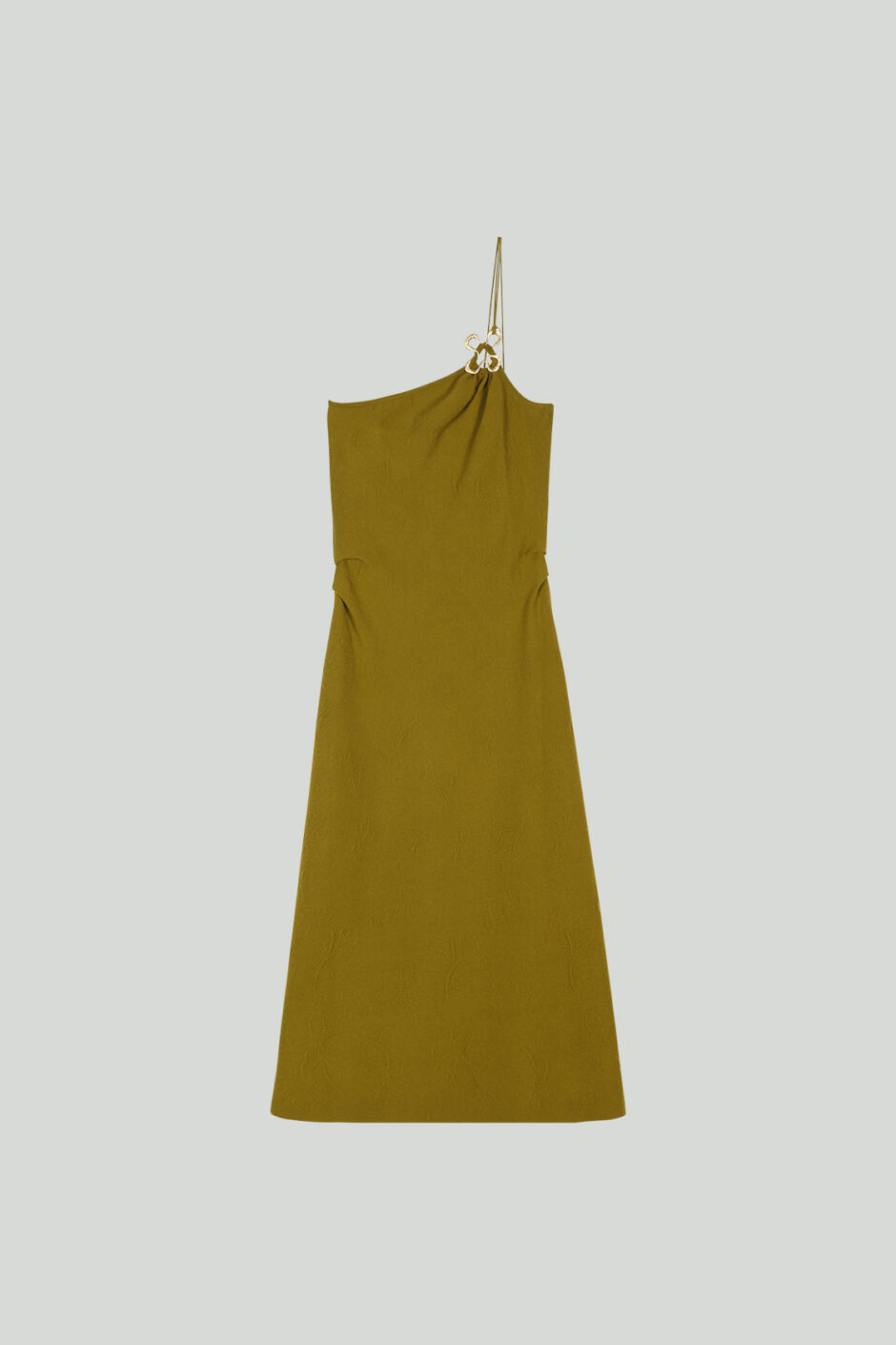 【Hand Drawn Series】Metal Flower Embellished 3D Jacquard Asymmetric Dress