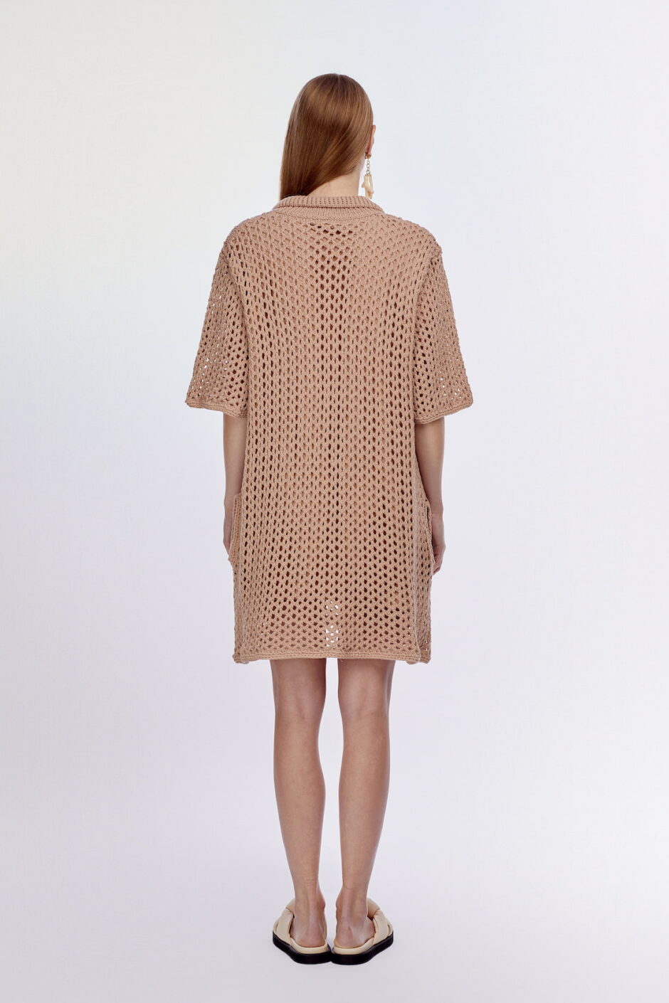 CHAMBRE DE FAN Robe Robe Polo Poudre Oversize Creuse Finition À La Main