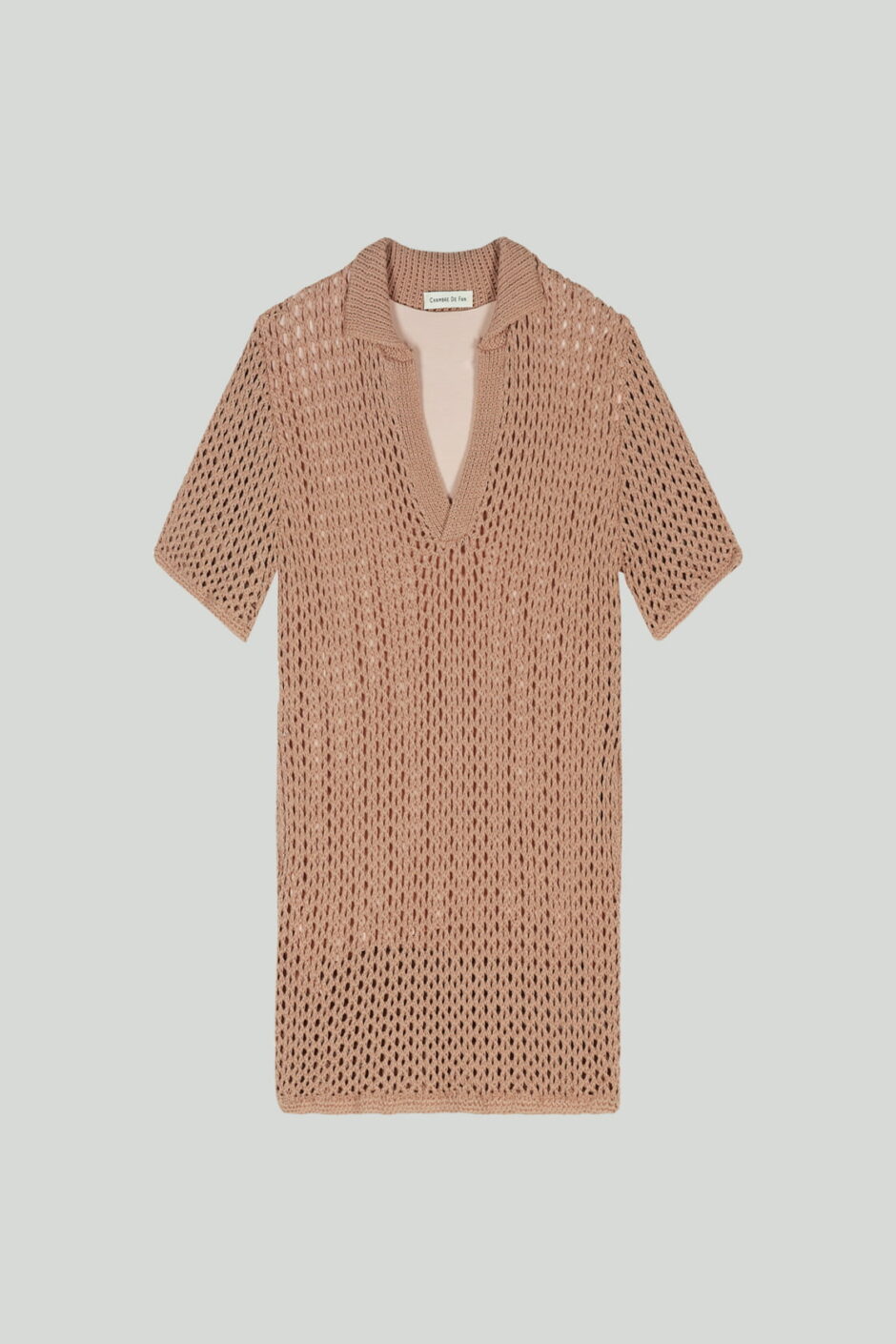 CHAMBRE DE FAN Robe Robe Polo Poudre Oversize Creuse Finition À La Main