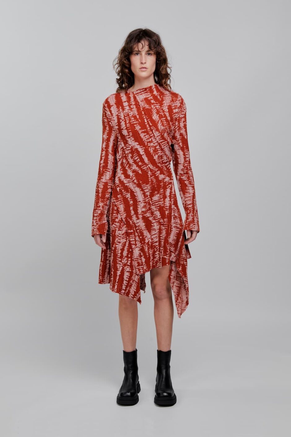 CHAMBRE DE FAN Robe Asymétrique Avec Imprimé Dévoré