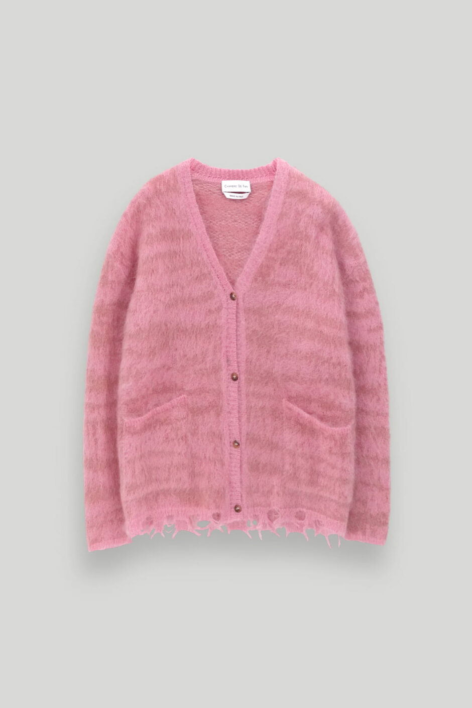 CHAMBRE DE FAN Cardigan Rose En Mohair Brossé