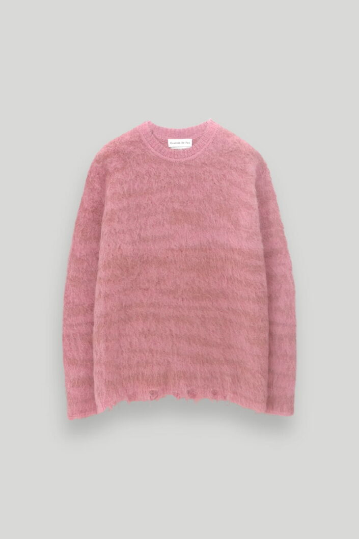 CHAMBRE DE FAN Pull Rose Jacquard En Mohair Brossé