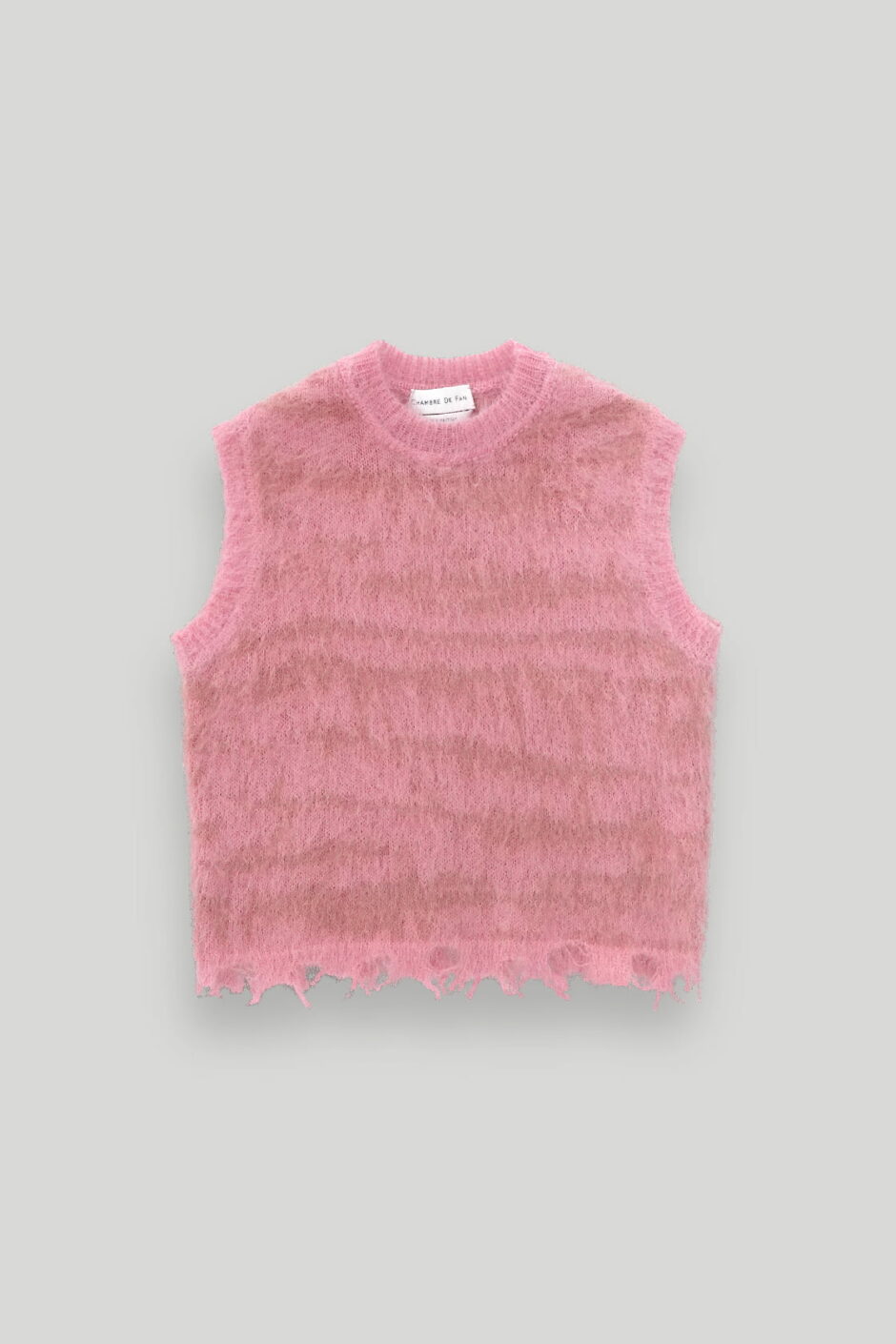 CHAMBRE DE FAN Gilet Rose En Mohair Brossé