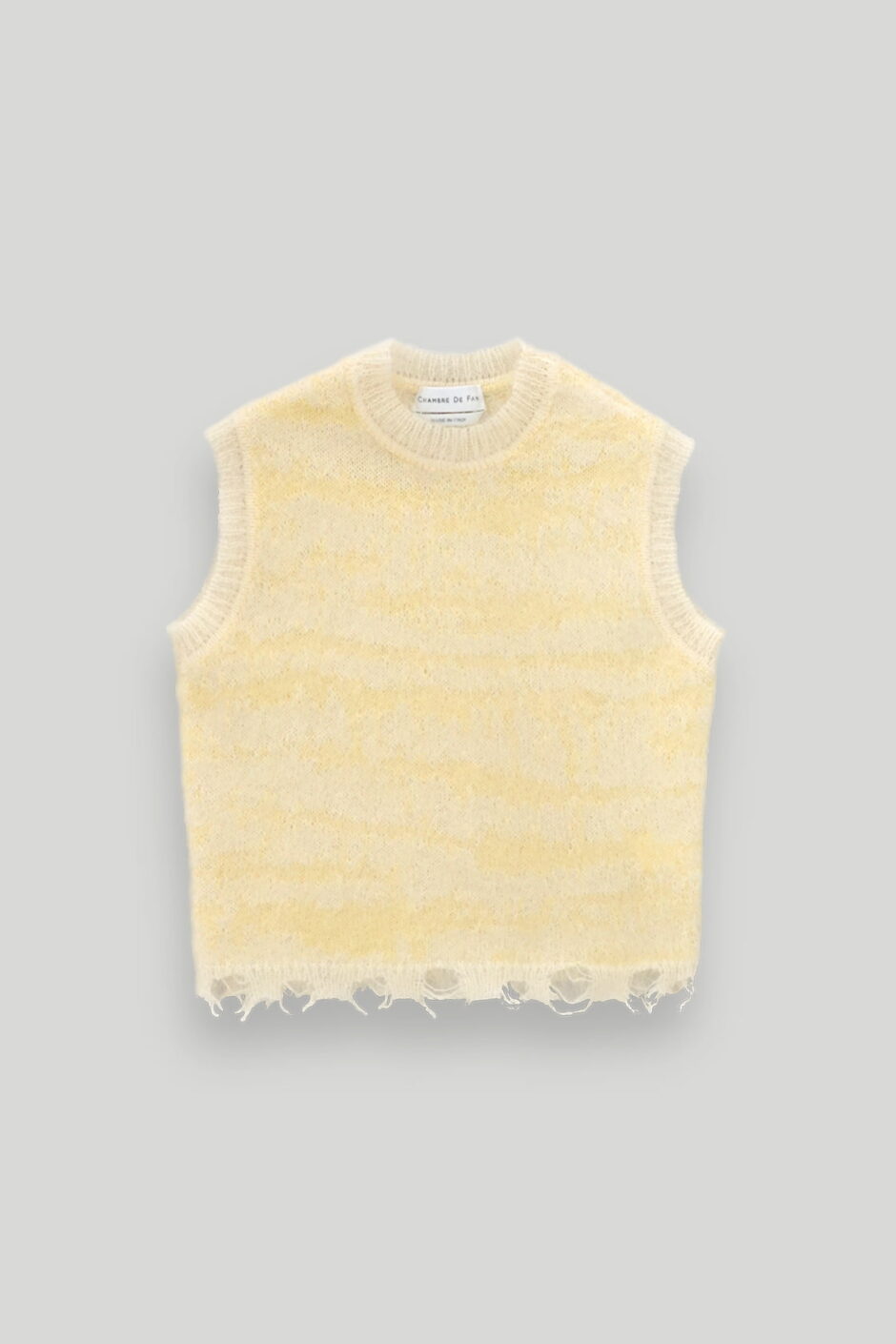 CHAMBRE DE FAN Gilet Jaune En Mohair Brossé