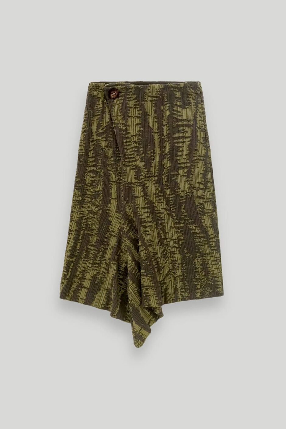 Devore Printing Asymmetry Skirt Olive